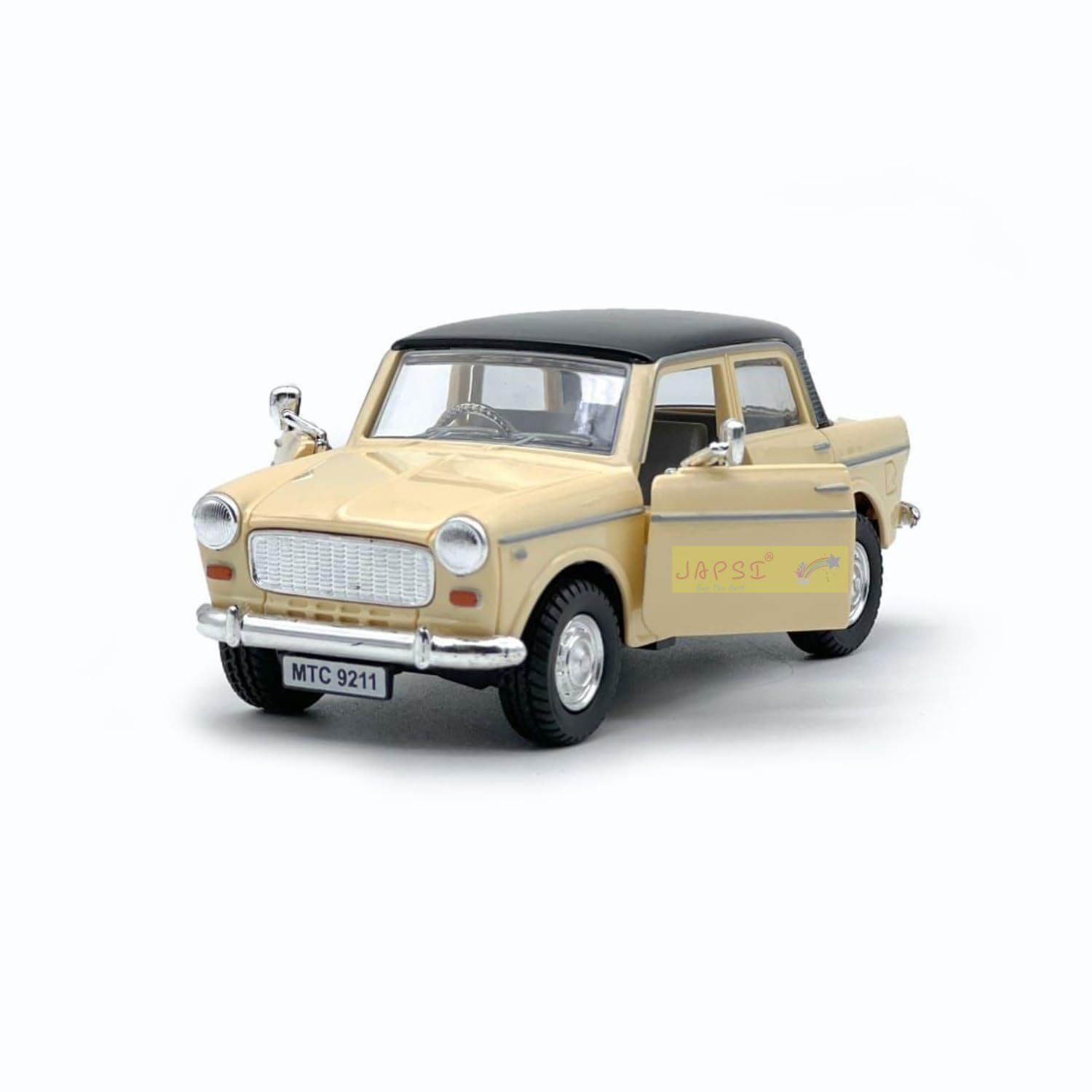 JAPSI Pull Back Car Toy, Queens 70 Fiat Model, Openable Doors